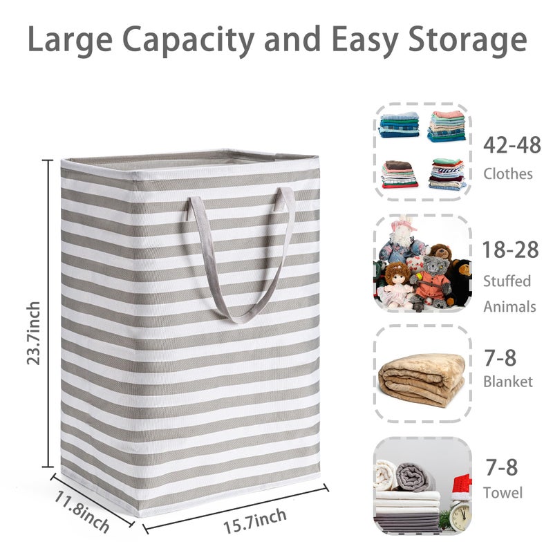 BOOMIBOO 2-Pack Large Laundry Basket,Waterproof Freestanding Laundry Hamper,Collapsible Clothes Basket with Easy Carry Handles in Laundry Room Bathroom Bedroom Dorm,Grey,75L - Image 3