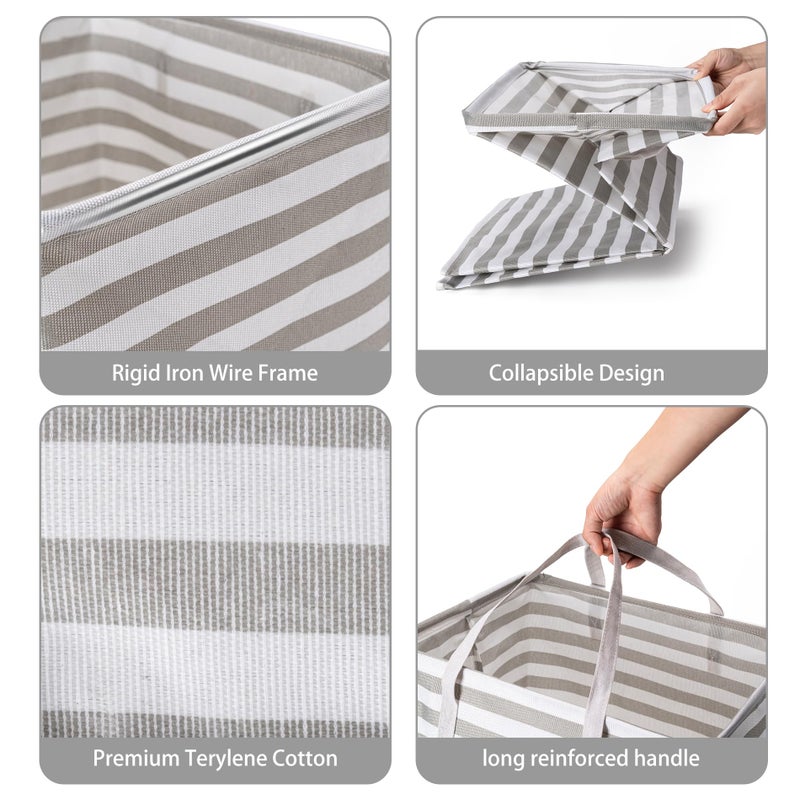 BOOMIBOO 2-Pack Large Laundry Basket,Waterproof Freestanding Laundry Hamper,Collapsible Clothes Basket with Easy Carry Handles in Laundry Room Bathroom Bedroom Dorm,Grey,75L - Image 2