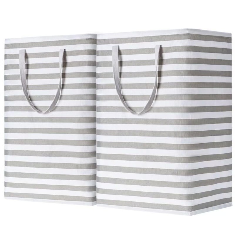 BOOMIBOO 2-Pack Large Laundry Basket,Waterproof Freestanding Laundry Hamper,Collapsible Clothes Basket with Easy Carry Handles in Laundry Room Bathroom Bedroom Dorm,Grey,75L - Image 1