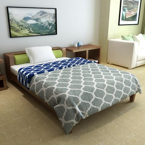 Divine Casa Microfibre 120 GSM All Season Abstract Printed Comforter Single Bed | Reversible Single Size Blanket | Lightweight Quilt Duvet (Navy Blue and White, 140 x 230 cm) - Image 4