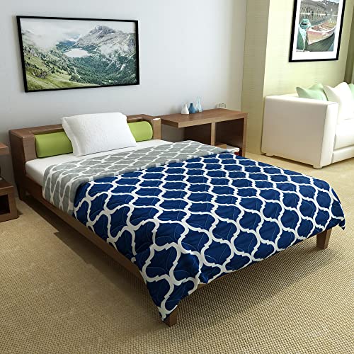 Divine Casa Microfibre 120 GSM All Season Abstract Printed Comforter Single Bed | Reversible Single Size Blanket | Lightweight Quilt Duvet (Navy Blue and White, 140 x 230 cm) - Image 3