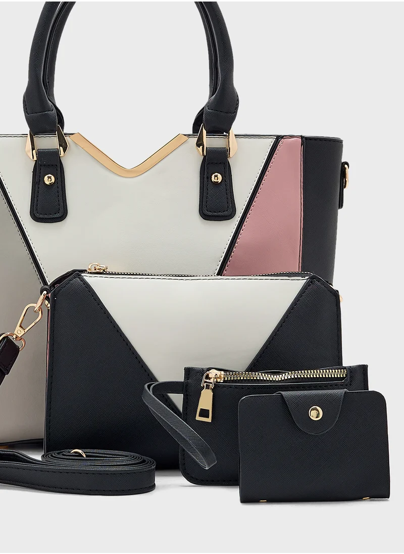 ايلا 4 In 1 Handbag Set With Tote, Crossbody, Pouch And Cardholder