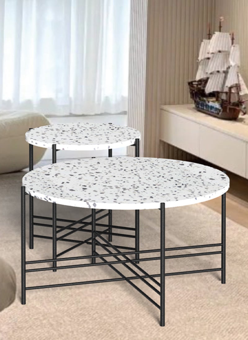 Sharpdo - Round Coffee Table, Simple Modern Living Room, Home Wood, Light Luxury Style Combination Table 80*80*43&50*50*50CM - Image 1