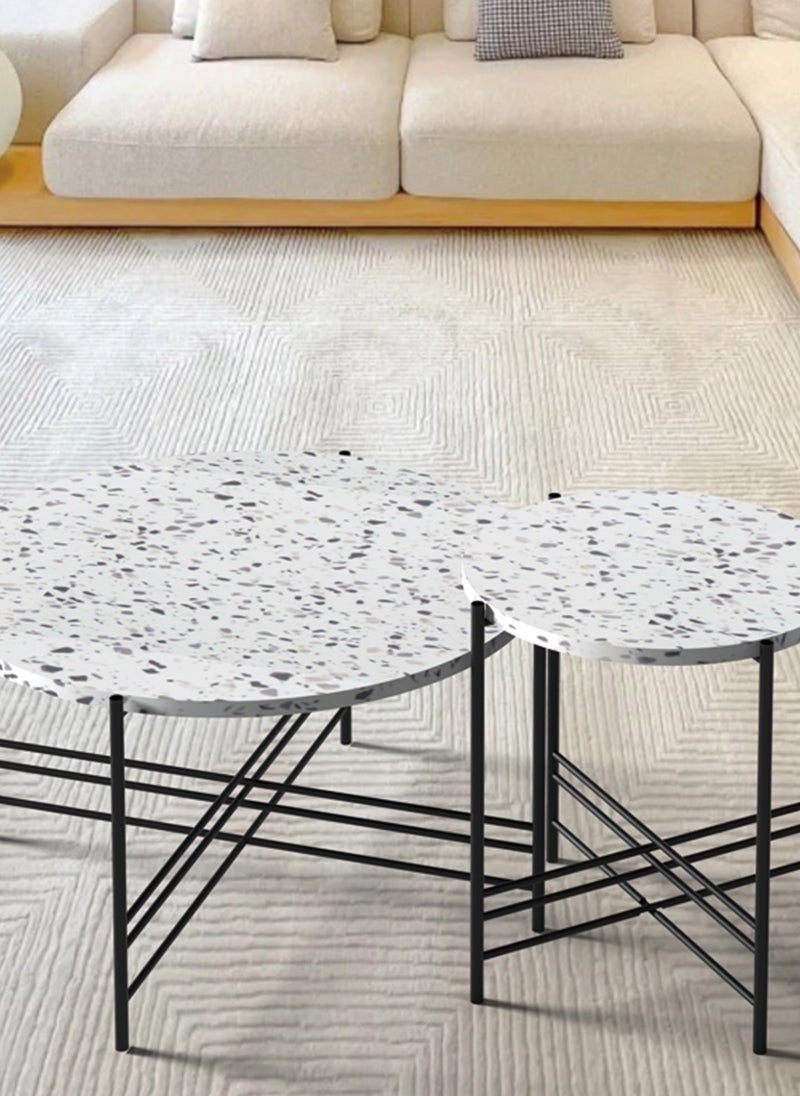 Sharpdo - Round Coffee Table, Simple Modern Living Room, Home Wood, Light Luxury Style Combination Table 80*80*43&50*50*50CM - Image 1