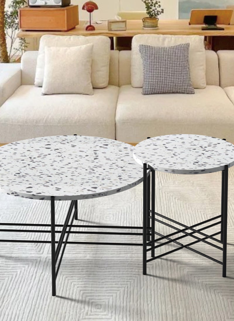Sharpdo - Round Coffee Table, Simple Modern Living Room, Home Wood, Light Luxury Style Combination Table 80*80*43&50*50*50CM - Image 1