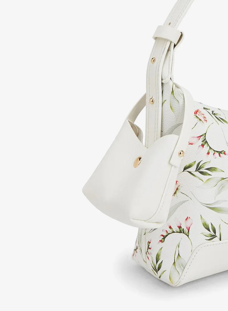 Flora Bella By Shoexpress WHITE Shoulder Bag With Detachable Shoulder Strap for Women | Best Price UAE