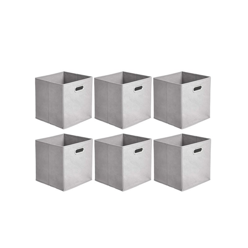 SOLARAE Collapsible Fabric Storage Cubes with Oval Grommets 6-Pack Light Grey - Image 1