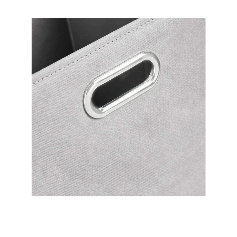 SOLARAE Collapsible Fabric Storage Cubes with Oval Grommets 6-Pack Light Grey - Image 3