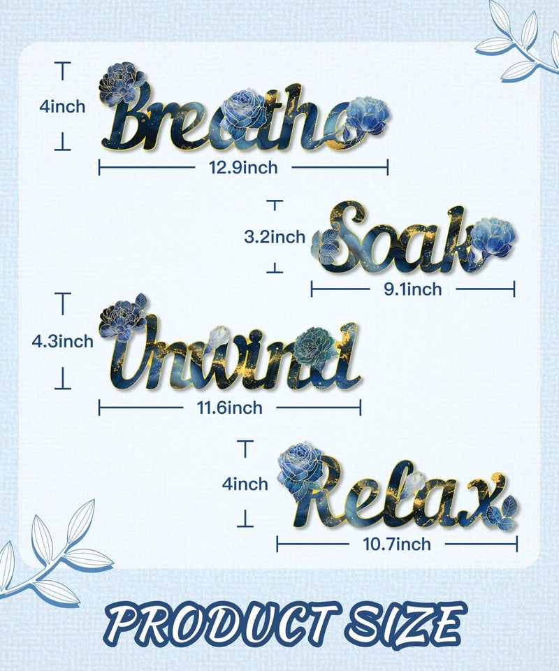 Putuo Decor Black Gold Bathroom Decor, Relax Soak Unwind Breathe Wall Decoration, Modern Marble Style Bathroom Accessories, Rustic Spa Wall Decorations for Home, Bedroom or Living Room - Image 2