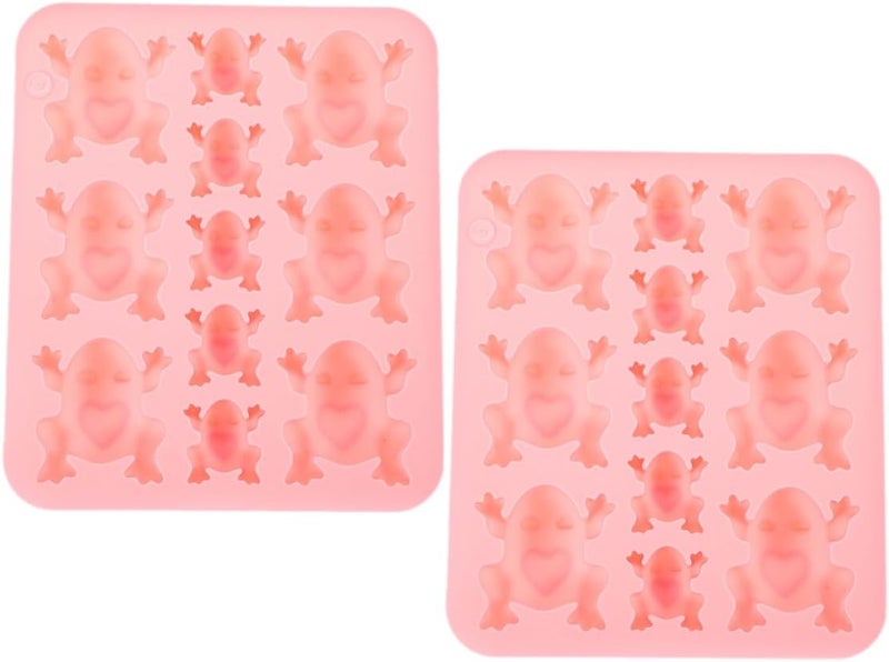 2pcs Pink Silicone Frog Baking Mold, 11-cavity Multi-size Chocolate Candy Mold for DIY Dessert, Flexible Non-stick Silicone Baking Supplies for Cake Decoration - Image 1