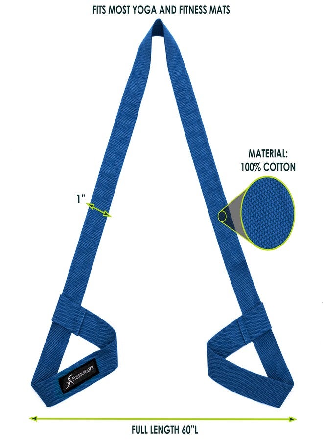 ProsourceFit Yoga Mat Carrying Sling, Easy Adjustable Carry Strap 60” Long Cotton, Navy - Image 3
