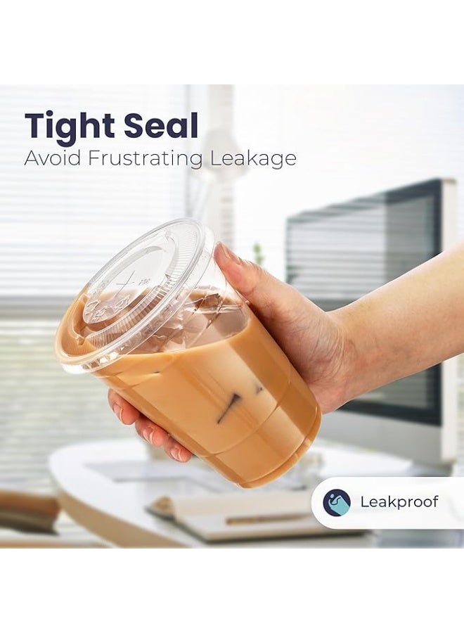 Disposable Clear Cup 100 Pack 8 oz Plastic Iced Coffee Cups with Flat Lids, Disposable Clear Cup, BPA Free Cup for Party, Smoothie, Cold Drinks, Juice, Milkshake, Tea - Image 5