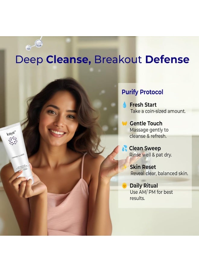كايا غسول الوجه المُنقّي من كايا للعناية بحب الشباب بحمض الساليسيليك | مُنظّف مُطوّر من قِبَل أطباء الجلدية بخبرة ٢٢ عامًا | يُحارب البثور، ويُقلّل حب الشباب، ويُنظّم إفراز الزيوت | للبشرة الدهنية والمُعرّضة لحب الشباب | للرجال والنساء | ١٠٠ مل - Image 4