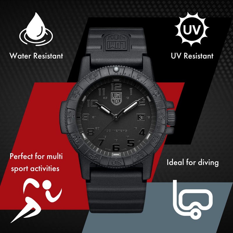 Luminox - Watch Strap FPX.2201.20B.1.K - 22mm Black PU Watch Band with Stainless Steel Buckle - Watch Straps for Men for 0320 0321 0325 - Replacement Watchbands for Mens Watches, Black, 22mmm, strap - Image 2