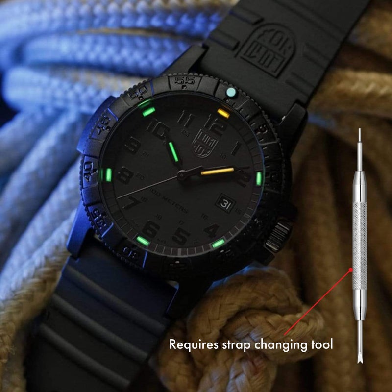 Luminox - Watch Strap FPX.2201.20B.1.K - 22mm Black PU Watch Band with Stainless Steel Buckle - Watch Straps for Men for 0320 0321 0325 - Replacement Watchbands for Mens Watches, Black, 22mmm, strap - Image 3