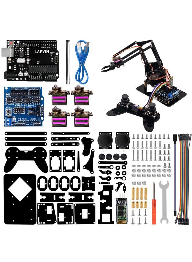 LAFVIN 4DOF Acrylic Robot Mechanical Arm Claw Kit compatible with Arduino IDE DIY Robot with CD Tutorial - Image 1
