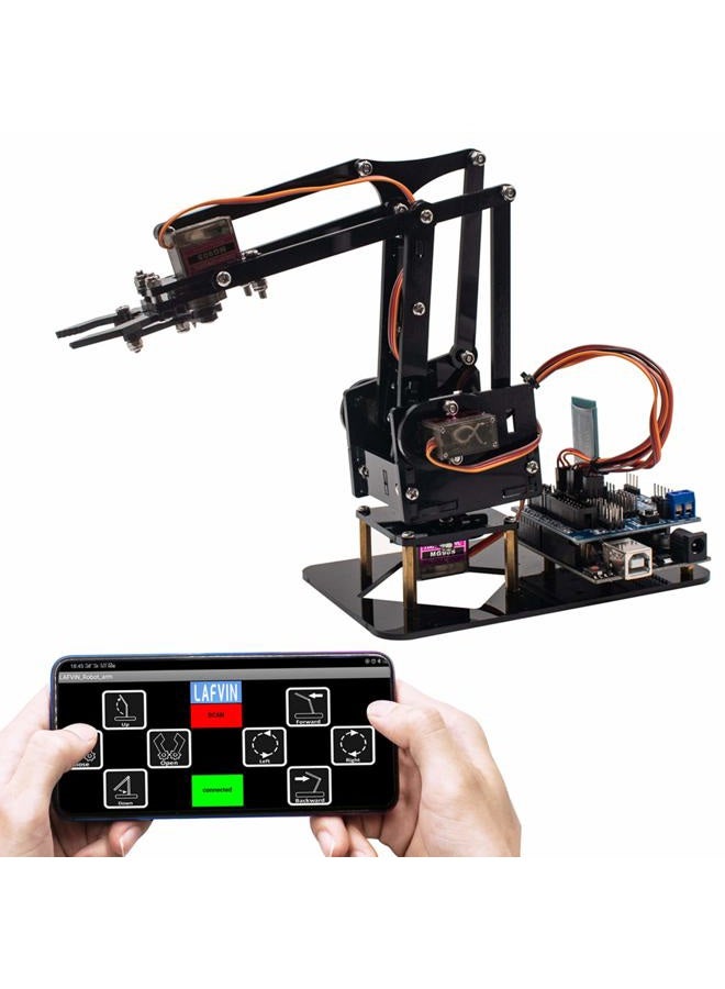 LAFVIN 4DOF Acrylic Robot Mechanical Arm Claw Kit compatible with Arduino IDE DIY Robot with CD Tutorial - Image 3