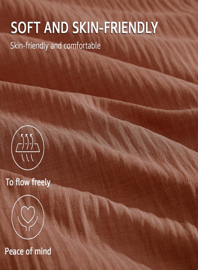 Geniospin Full Size Comforter Set- 7 Pieces Terracotta Textured King Bedding Set, Soft Solid Bed in a Bag for All Seasons, Fall Comforter Set with Sheets - Image 4