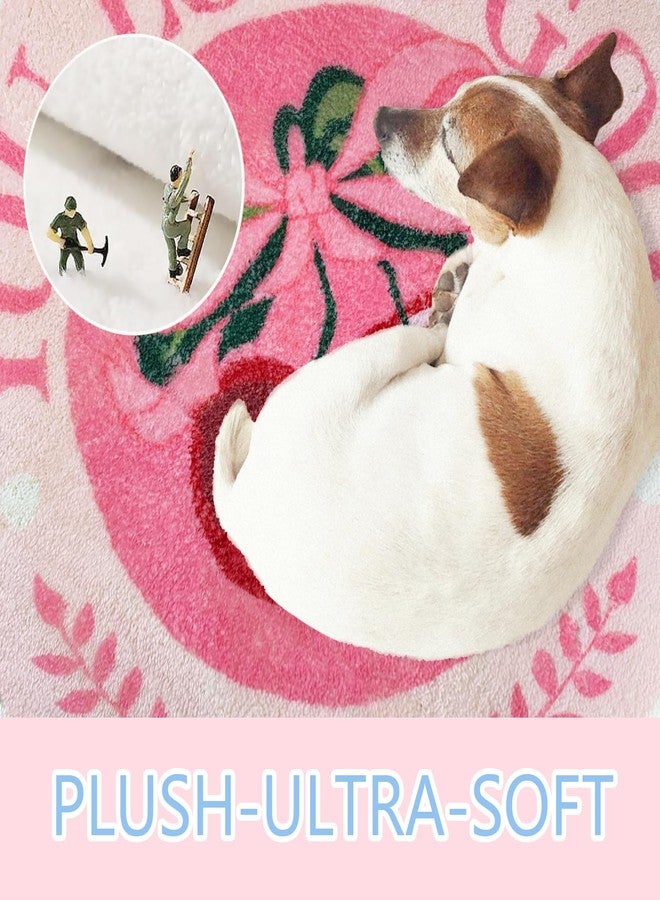 SHIYUE You Look Good Cute Cherry Bath Mat, Ultra Soft and Fluffy Microfiber Water Absorption Non Slip Mat for Bedroom Kitchen Bathroom Rug Decor(23.6"×23.6" Pink Bow Y01) - Image 2