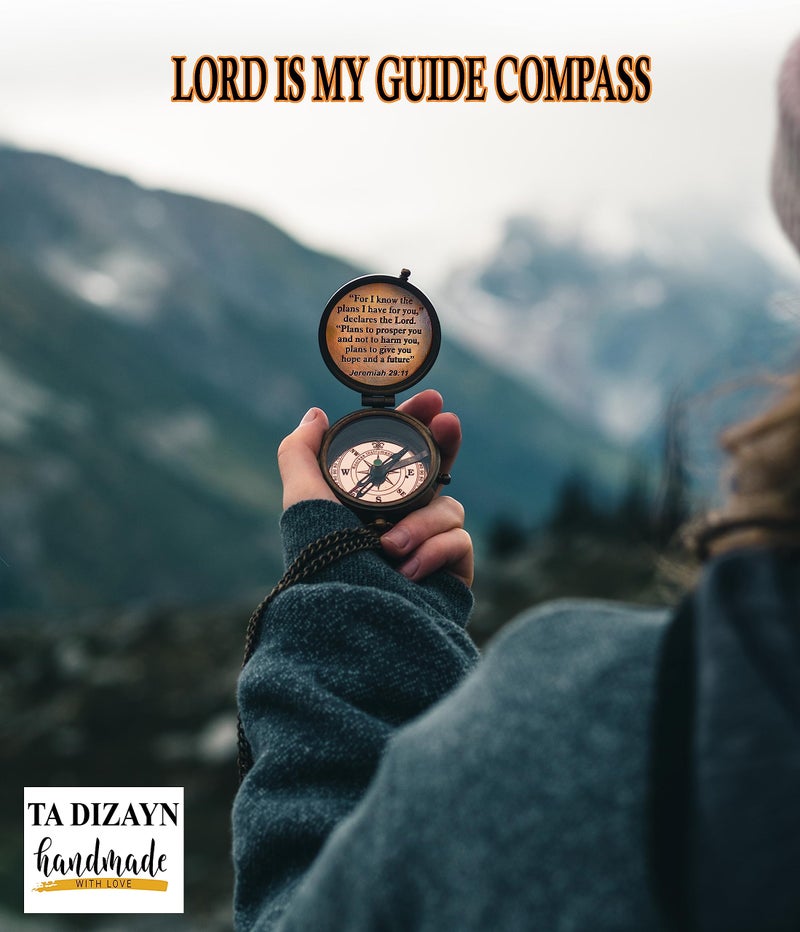 TA dizayn Solid Brass 'For I Know The Plans I Have For You' Engraved Compass with Wooden Box, Jeremiah 29:11, Christian Gifts for Men, Women & Kids - Baptism, Graduation, Confirmation Gifts - Image 2