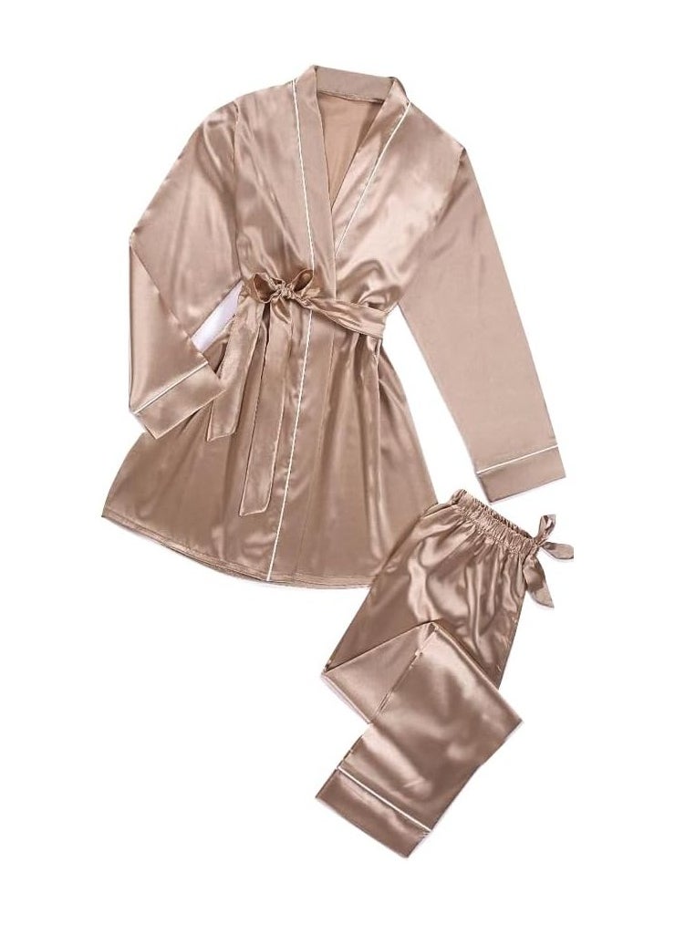 Women's Satin Pajama Sets, 4 Piece of Long and short Sleepwear, Cami Top and Robe. - pzsku/ZCE9FB7B1D04F1FC0DE3DZ/45/_/1707930126/a7e2a171-f51d-401e-b084-a4fb4d9a6d15