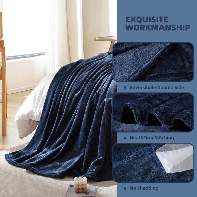 USERF Soft Fleece Blanket Throw Size - Luxury Blanket for Couch Bed Sofa  Lightweight Plush Fuzzy Cozy Microfiber Flannel Blankets 60x50 Inches - Image 3