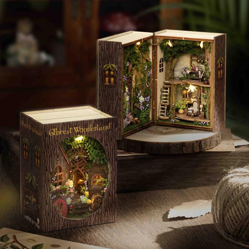 CUTEROOM DIY Miniature House Kit, CUTEROOM Mini House Kit for Adult to Build, Wooden Dollhouse Making Kit with Furniture, Christmas Birthday Gifts (Forest Wonderland) - Image 5