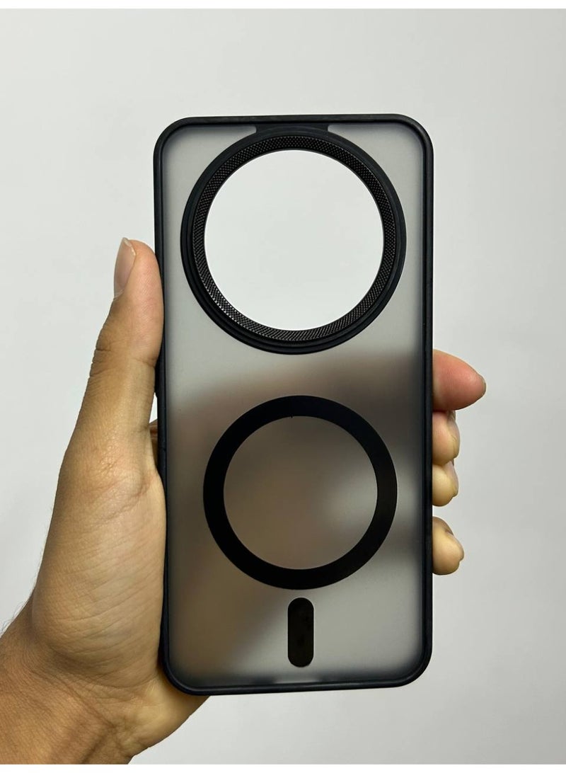 Magsafe Leather Generic Back Case Compatible with Realme 14 Pro Plus. - Image 1