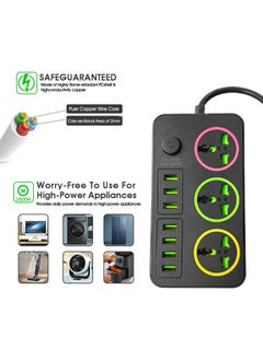 Angmei Universal Extension Lead with Multiple Function UK Plug 3 Pin Socket Outlet with USB Port Type-C Port 2M Electric Socket Mains Strip for Home Kitchen and Office  - Image 1