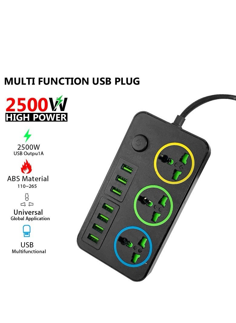 Angmei Universal Extension Lead with Multiple Function UK Plug 3 Pin Socket Outlet with USB Port Type-C Port 2M Electric Socket Mains Strip for Home Kitchen and Office  - Image 2