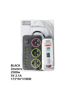 Angmei Universal Extension Lead with Multiple Function UK Plug 3 Pin Socket Outlet with USB Port Type-C Port 2M Electric Socket Mains Strip for Home Kitchen and Office  - Image 3
