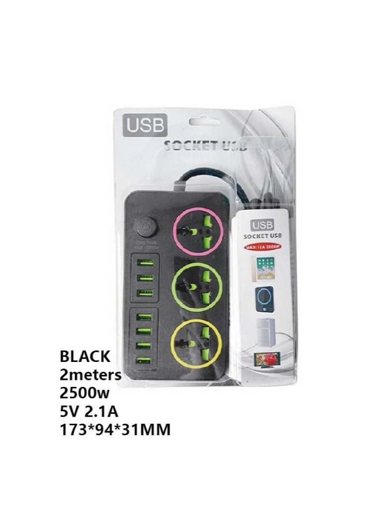Angmei Universal Extension Lead with Multiple Function UK Plug 3 Pin Socket Outlet with USB Port Type-C Port 2M Electric Socket Mains Strip for Home Kitchen and Office  - Image 3