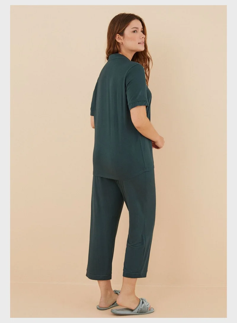 ومن سيكريت Button Detail Pyjama Shirt And Pants Set
