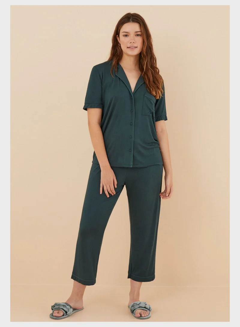 ومن سيكريت Button Detail Pyjama Shirt And Pants Set
