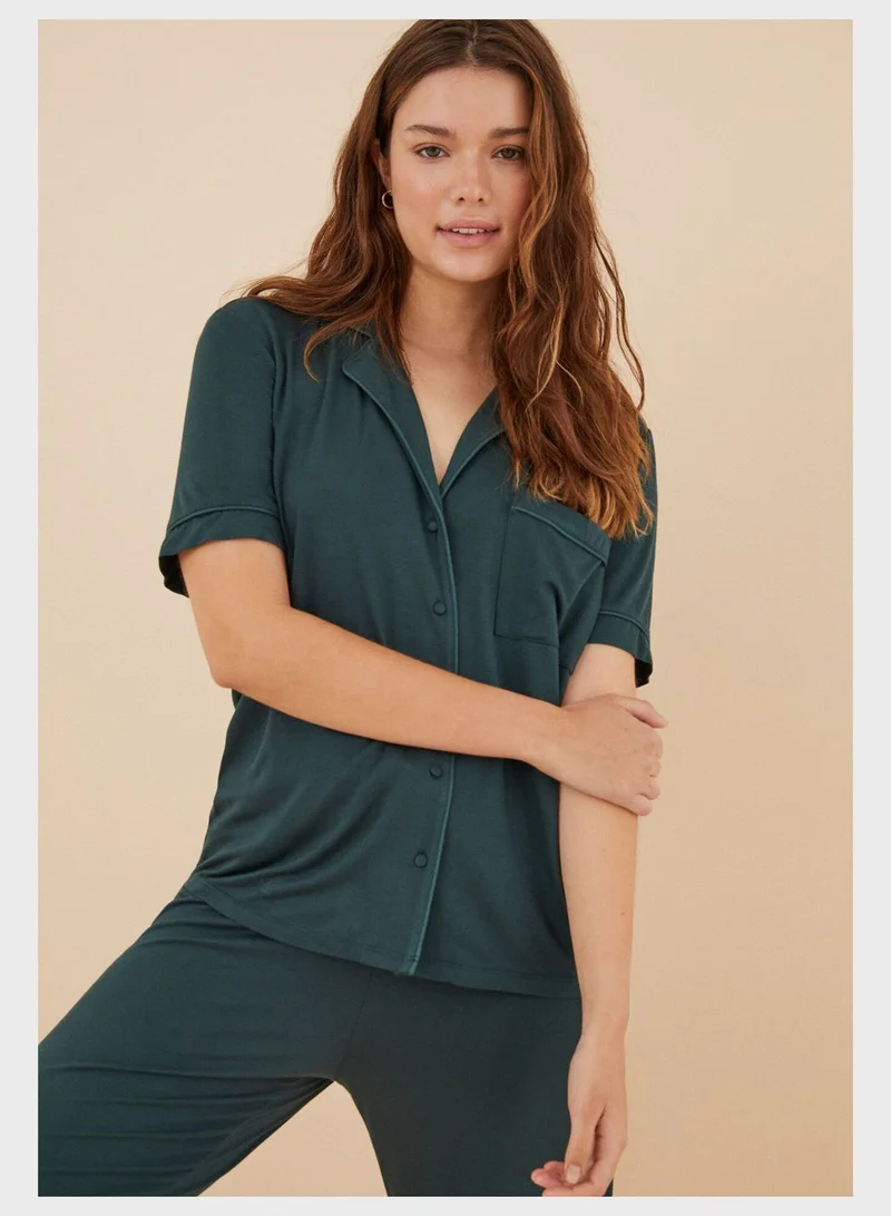 ومن سيكريت Button Detail Pyjama Shirt And Pants Set