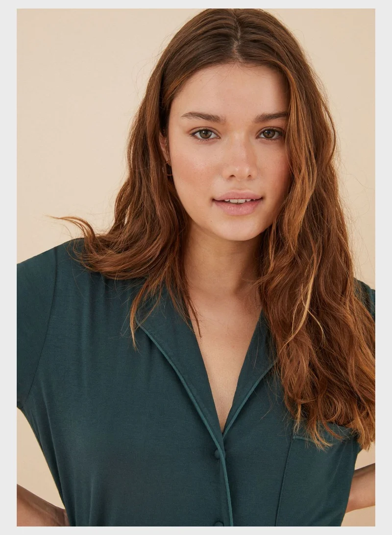 ومن سيكريت Button Detail Pyjama Shirt And Pants Set