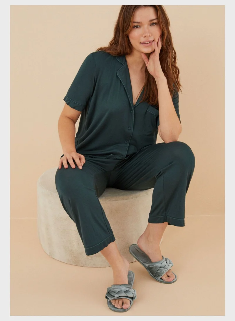 ومن سيكريت Button Detail Pyjama Shirt And Pants Set