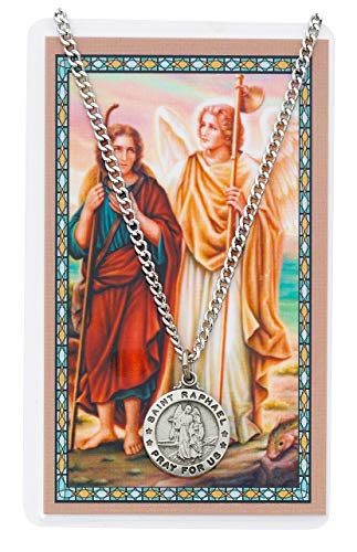 McVan Round St. Raphael the Archangel Medal with Prayer Card - Image 1