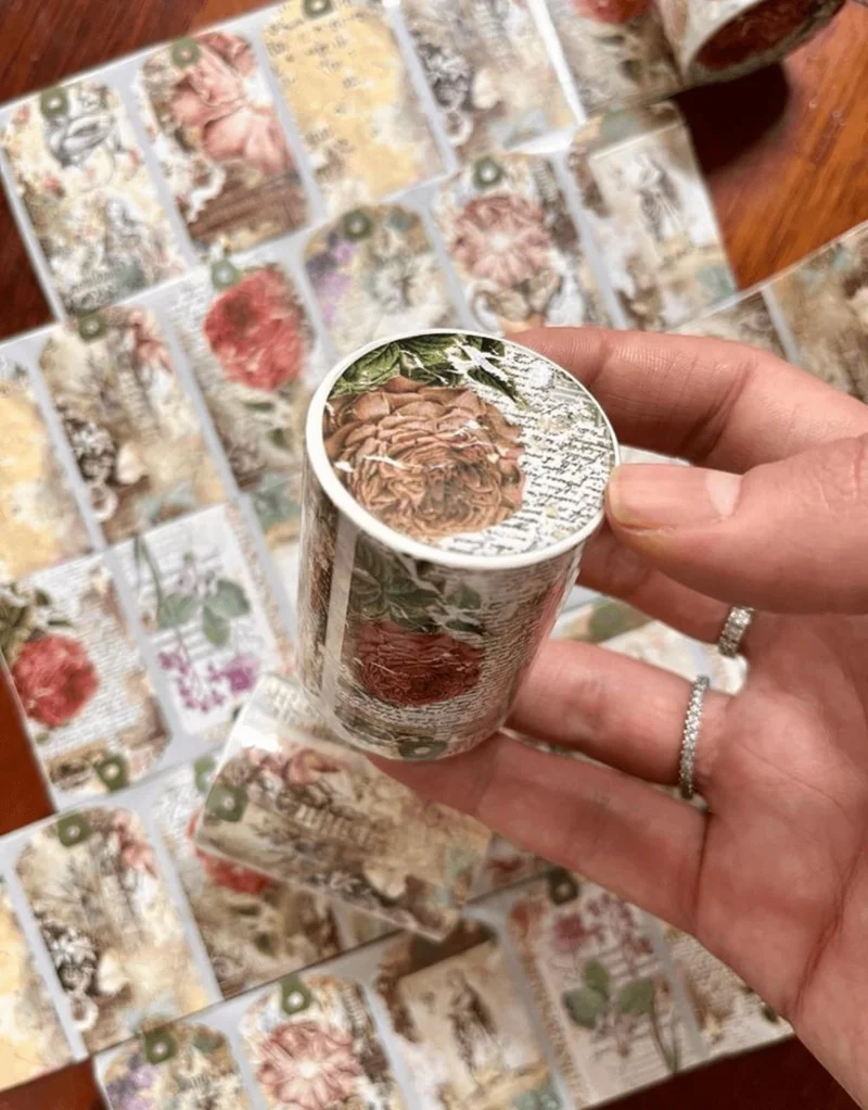 Kağıt Gemi Dükkan Paper Ship Shop Retro Rose Themed Individual Sticker Stamp Washi Tape Sticker Decal Bullet Journal
