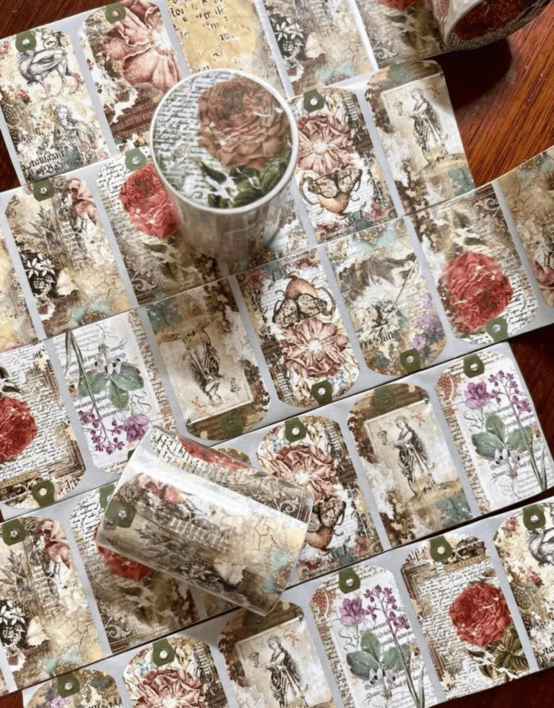 Kağıt Gemi Dükkan Paper Ship Shop Retro Rose Themed Individual Sticker Stamp Washi Tape Sticker Decal Bullet Journal