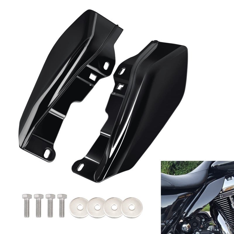 Amazicha Vivid Black Mid Frame Air Heat Deflectors Trim Left Right Set Compatible for Harley Touring and Trike 20092024 Models Without Cool Flow Fan