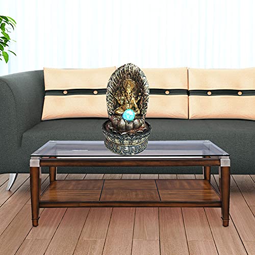 WINSOME COLLECTION مجموعة وينسوم قطعة عرض هدية طاولة داخلية خارجية نافورة مياه كبيرة الحجم 44 × 27 × 26 سم مع أضواء LED لتزيين المنزل والمكتب أو الهدايا متعددة الألوان بولي ريزين عبوة من 1 - Image 2