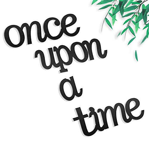 Jetec Once Upon a Time Sign Nursery Decor Wall Decal Wood Words Wall Decor for Family Bookshelf, Reading Corner, Daycare, Classroom Baby Shower Christmas Birthday Gift for Kid's Toddler's Room Decor - Image 1