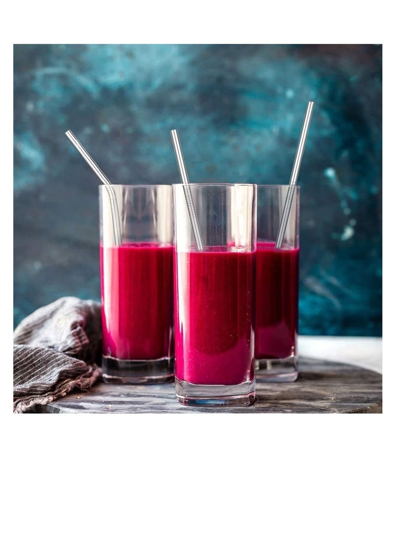 NIBEMINENT Stainless Steel Metal Straws, Reusable-Long Straws Suitable For 30oz And 20oz Glasses, 15-Piece Set (6 Curved + 6 Straight 2 Cleaning Brushes 1 Bag, Silver) - Image 4