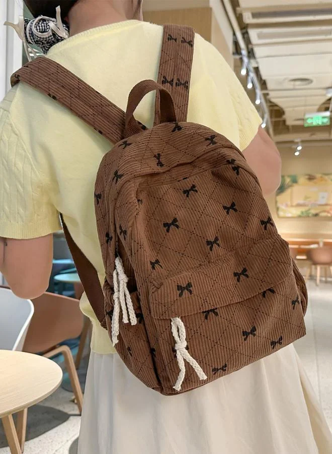 Take Two Bow Print Zip Closure Backpack