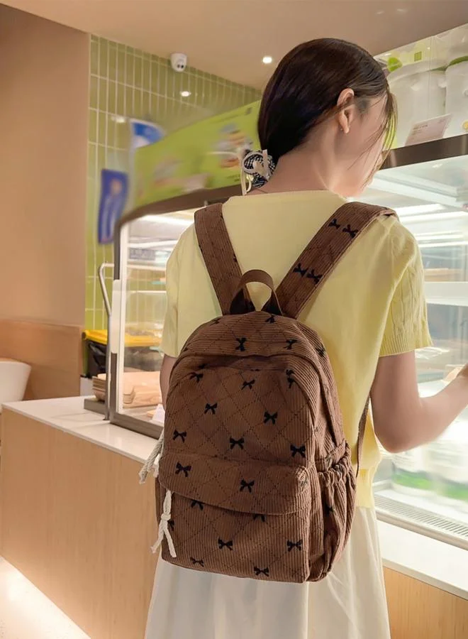 Take Two Bow Print Zip Closure Backpack