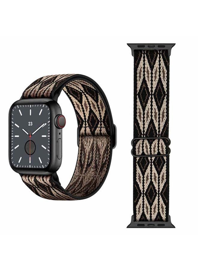 اليشمك سوار فردي مضفر قابل للتعديل وغير تقليدي لساعة أبل سيريز 6/SE/5/4/3/2/1 مقاس 40/38 مم كوفي براون