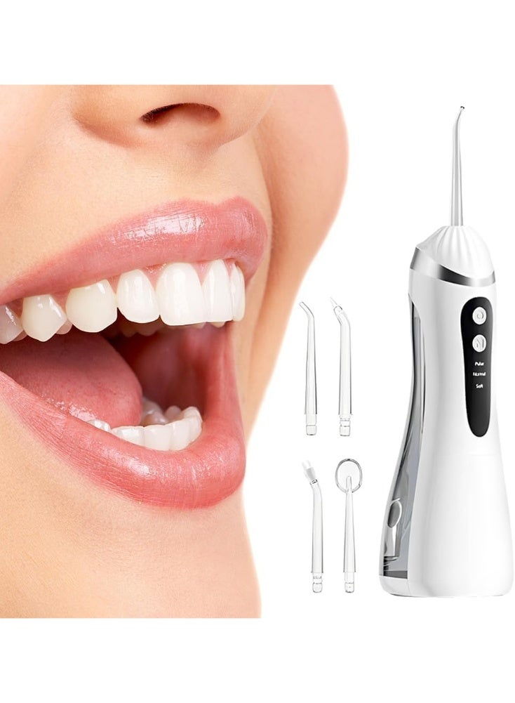 Walpck Rechargeable Water Dental Flosser Pick – 4‑in‑1 Electric High‑Pressure Pulse Teeth Cleaner with 3 Modes, IPX7 Waterproof Detachable 330ml Tank, 1200mAh Capacity (White) - Image 3