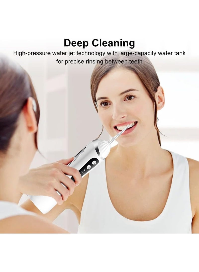Walpck Rechargeable Water Dental Flosser Pick – 4‑in‑1 Electric High‑Pressure Pulse Teeth Cleaner with 3 Modes, IPX7 Waterproof Detachable 330ml Tank, 1200mAh Capacity (White) - Image 4