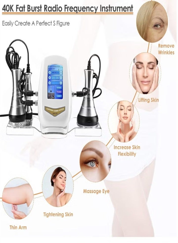 جهاز تجويف بالموجات فوق الصوتية 3 في 1، جهاز تشكيل الجسم بتردد 40 كيلو هرتز، أداة تجديد البشرة للعناية المنزلية بالوجه والرقبة والذراع والخصر والفخذين والأرداف - Image 2